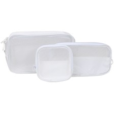 Органайзер із трьох косметичок F007 несесер для зберігання косметики компактний бьюті бокс переносний на блискавці White