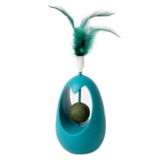 Іграшка для котів Taotaopets 027714 Неваляшка з пір'ям та котячою м'ятою Blue