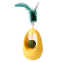 Іграшка для котів Taotaopets 027714 Неваляшка з пір'ям та котячою м'ятою Yellow
