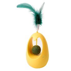 Іграшка для котів Taotaopets 027714 Неваляшка з пір'ям та котячою м'ятою Yellow