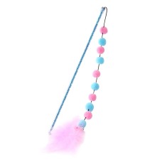 Іграшка Taotaopets 029913 Паличка з кулями та пір'ям для кішок Blue + Pink