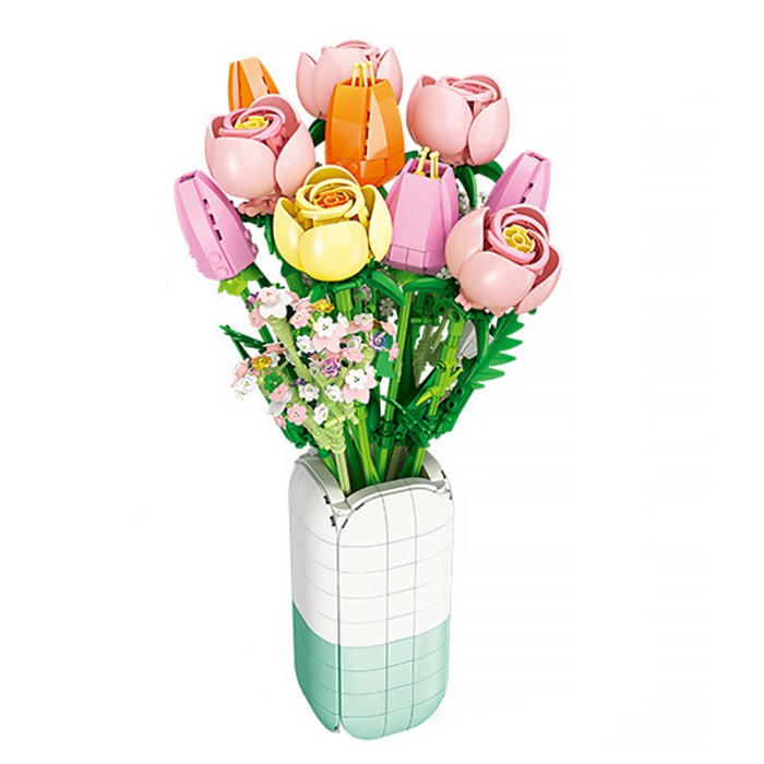 3D конструктор набор строительных блоков JIE-STAR 9065 RoseTulip Ensamble 1011 деталей пластиковый