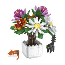 3D конструктор набір будівельних блоків JIE-STAR 9036 Chrysanthemum potted plants 900 деталей пластиковий