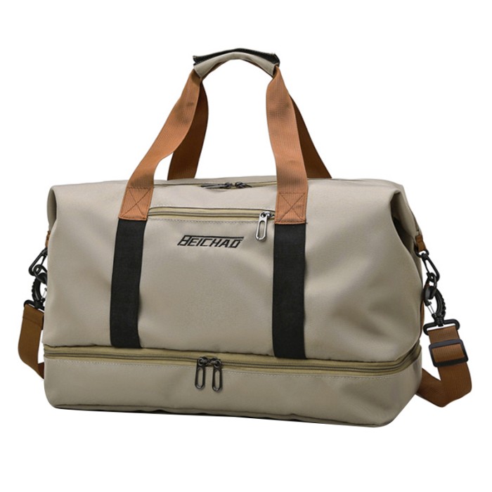 Сумка дорожная 001 с отделением для обуви с регулируемым плечевым ремнем Latte