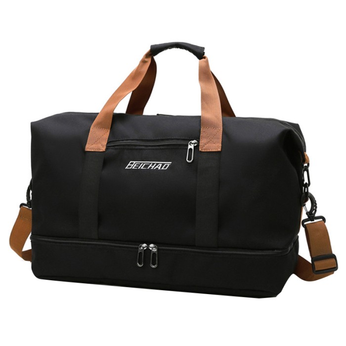 Сумка дорожная 001 с отделением для обуви с регулируемым плечевым ремнем Black