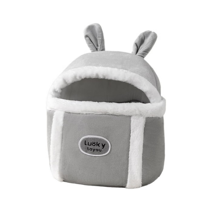 Рюкзак-переноска для кошек 2308SXMJ2582HA10 Кролик утепленный с карманом для рук Gray S