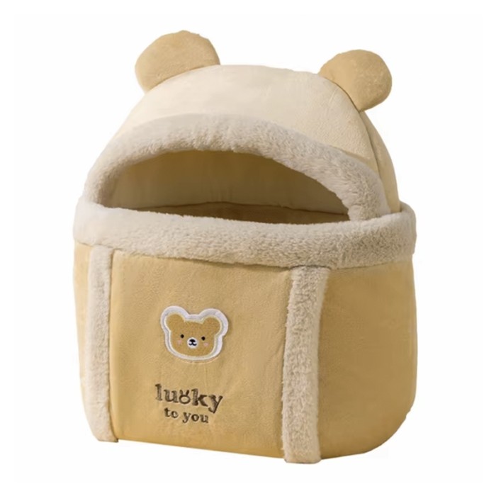 Рюкзак-переноска для кошек 2308SXMJ2582HA12 Мишка утепленный с карманом для рук Yellow M