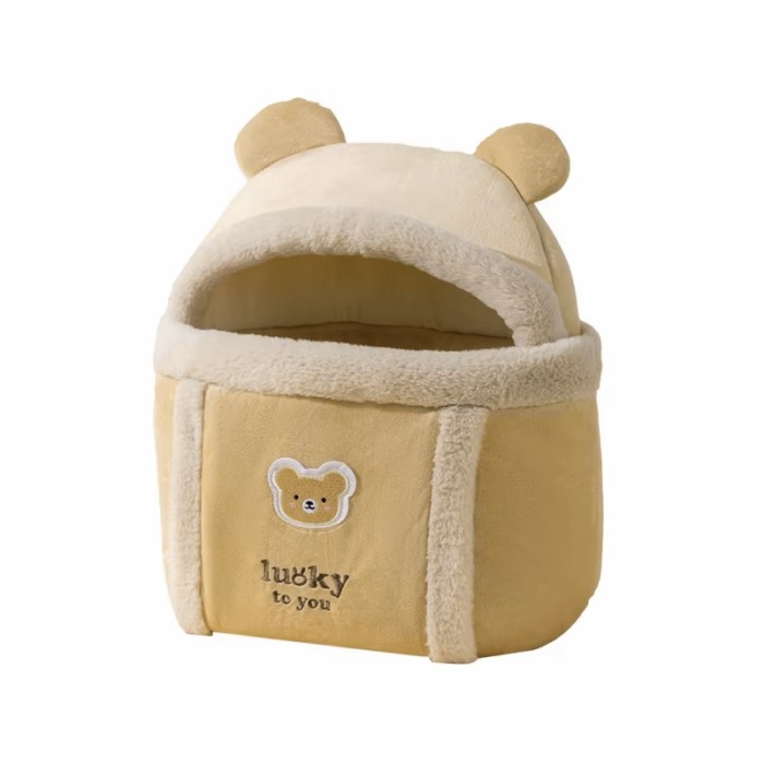 Рюкзак-переноска для кошек 2308SXMJ2582HA12 Мишка утепленный с карманом для рук Yellow S