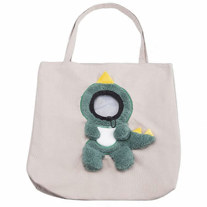 Сумка-переноска для кошек и собак 2404SXMJ3153 Динозавр холщовая Green L