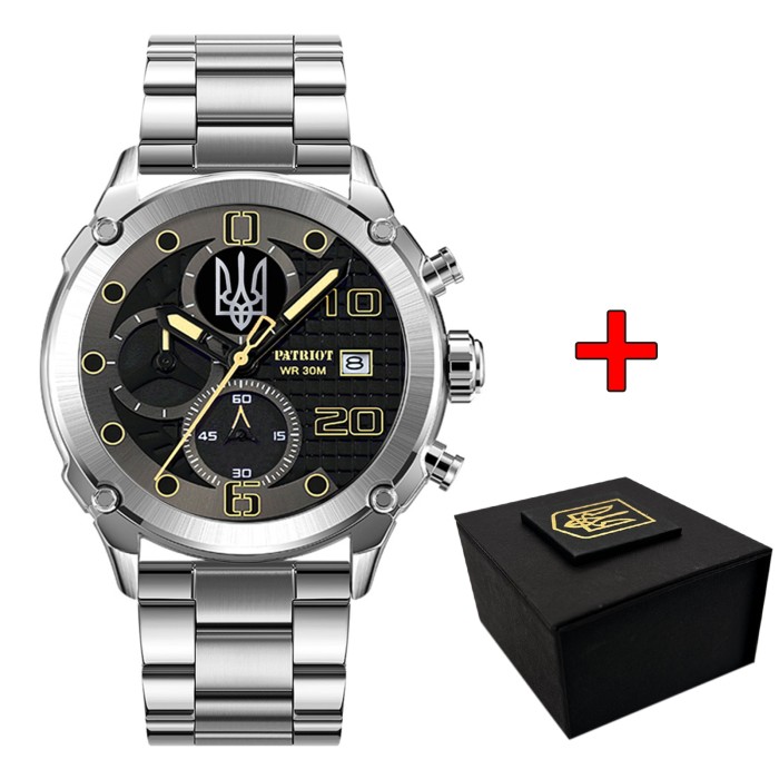 Patriot 016 Тризуб срібло Silver-Black Steel