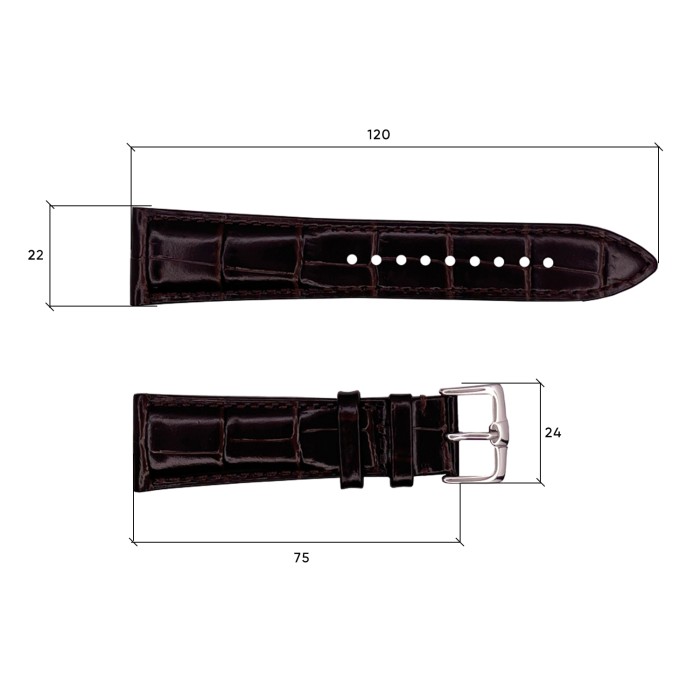 Шкіряний ремінець Premium 22х18 мм. Brown