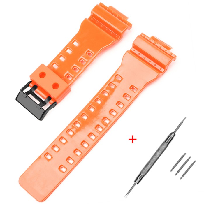 Ремінець для Casio G-Shock GA-100/110/120 Orange-Glossy BK