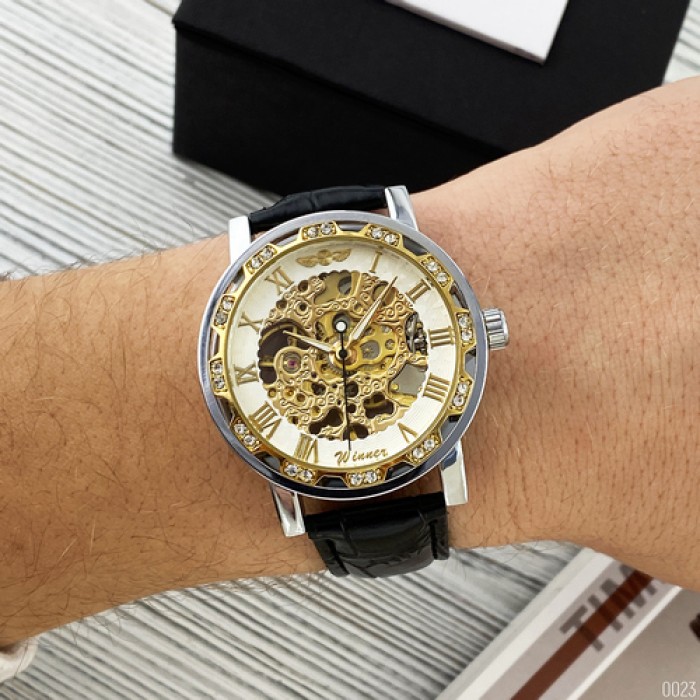 Winner 8012 Diamonds Automatic Black-Silver-Gold-White