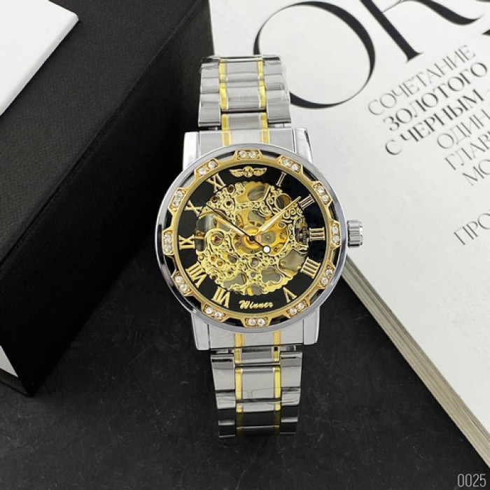 Winner 8012 Diamonds Automatic Silver-Black-Gold