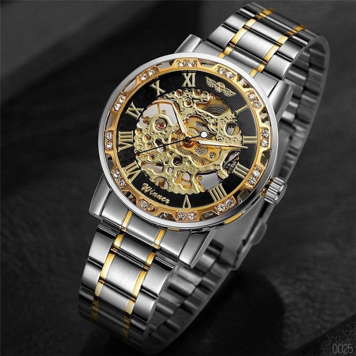 Winner 8012 Diamonds Automatic Silver-Black-Gold