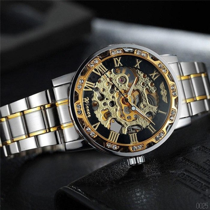 Winner 8012 Diamonds Automatic Silver-Black-Gold