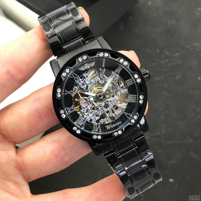 Winner 8012 Diamonds Automatic Black-Silver