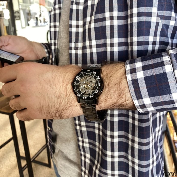 Winner 8012 Diamonds Automatic Black-Silver