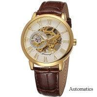 Forsining 8099A Gold-White-Brown Leather