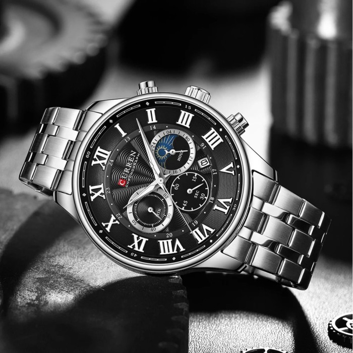 Curren 8427 Silver-Black