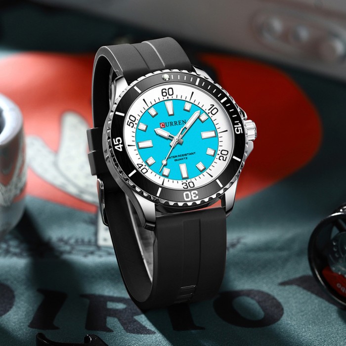 Curren 8448 Silver-Blue-Black