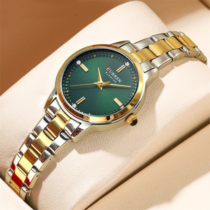 Curren 9094 Silver-Gold-Green