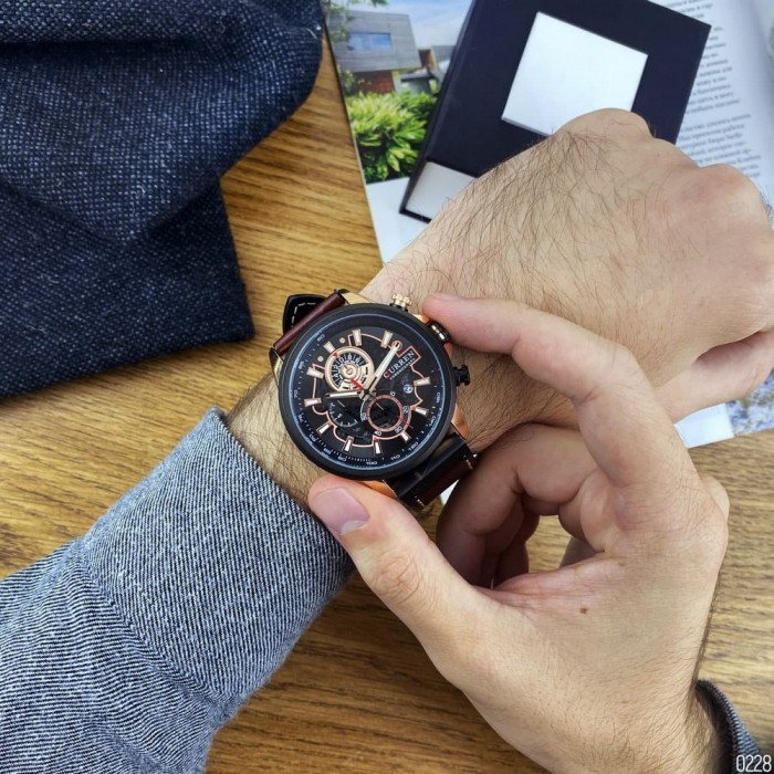 Curren 8380 Black-Cuprum-Dark Brown