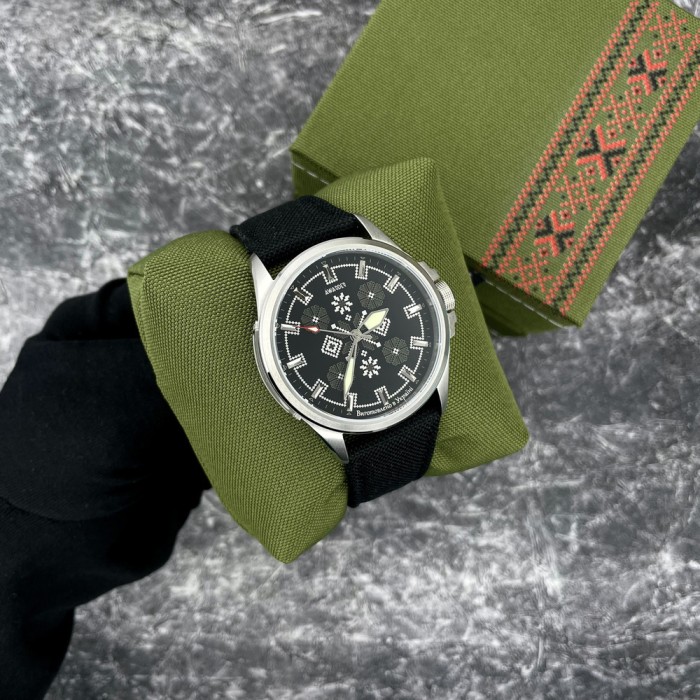 Awarder Embroidery Silver-Army Green Black Battery 10ATM