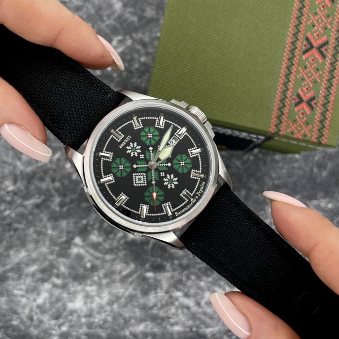 Awarder Embroidery Silver-Green Black Automatic 10ATM