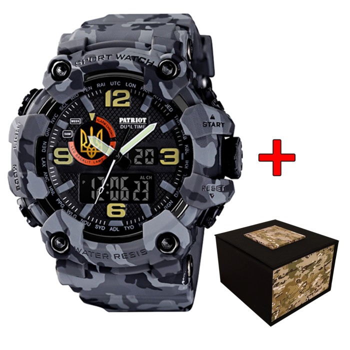 Patriot 002CMGYUAGD Тризуб золото Сірий камуфляж + Коробка.