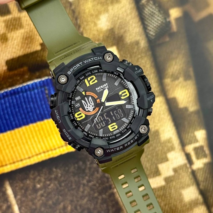 Patriot 002AGUASI Тризуб срібло Зелені + Коробка.