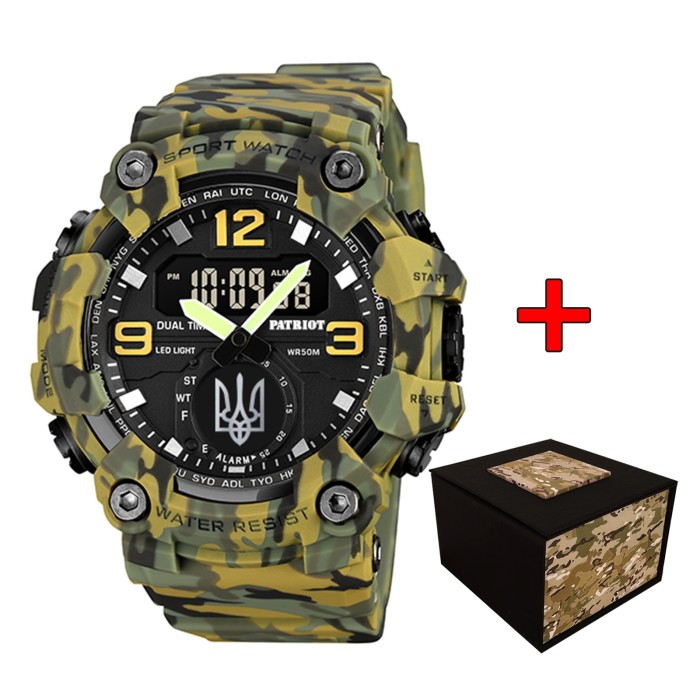 Patriot 003CMGRUASI Тризуб срібло Зелений камуфляж + Коробка.