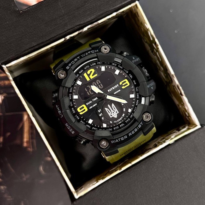 Patriot 004AGUASI Тризуб срібло Зелені + Коробка.