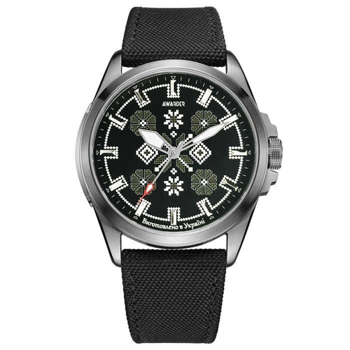 Awarder Embroidery Silver-Army Green Black Battery 10ATM