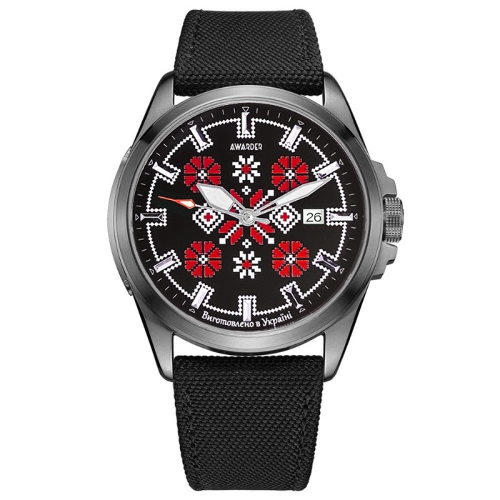Awarder Embroidery Silver-Red Black Automatic 10ATM