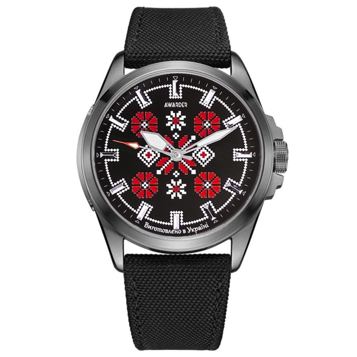 Awarder Embroidery Silver-Red Black Battery 10ATM