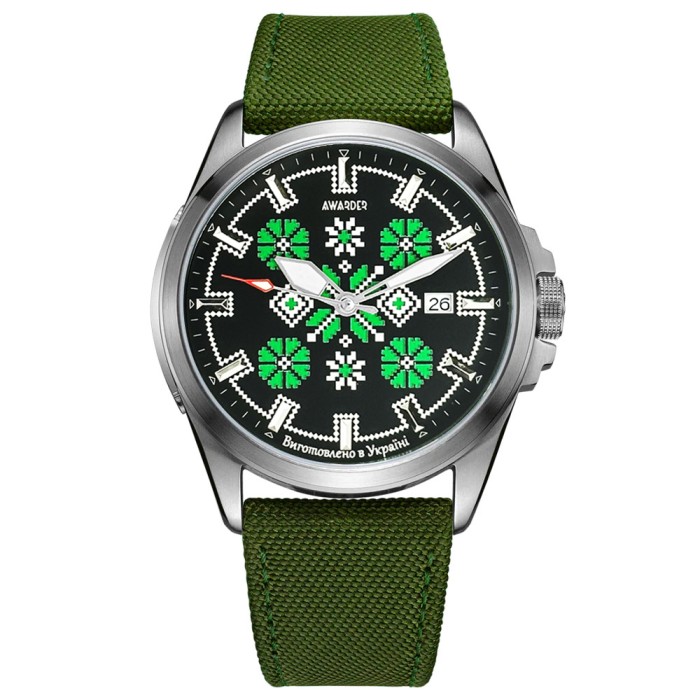 Awarder Embroidery Silver-Green Green  Automatic 10ATM