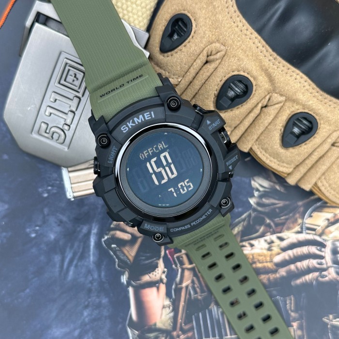 Годинник Skmei 1356AG Army Green + Compass
