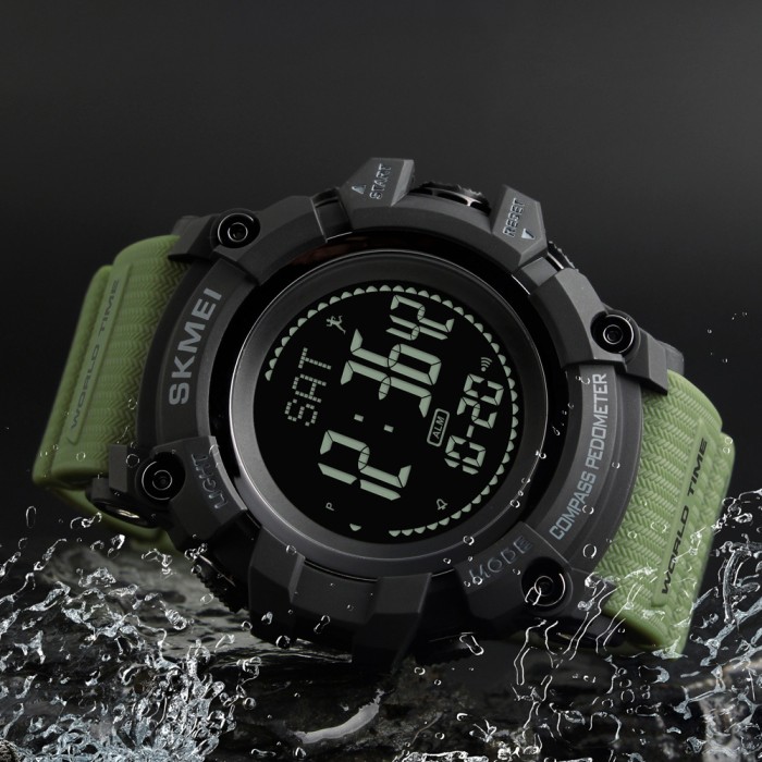 Годинник Skmei 1356AG Army Green + Compass