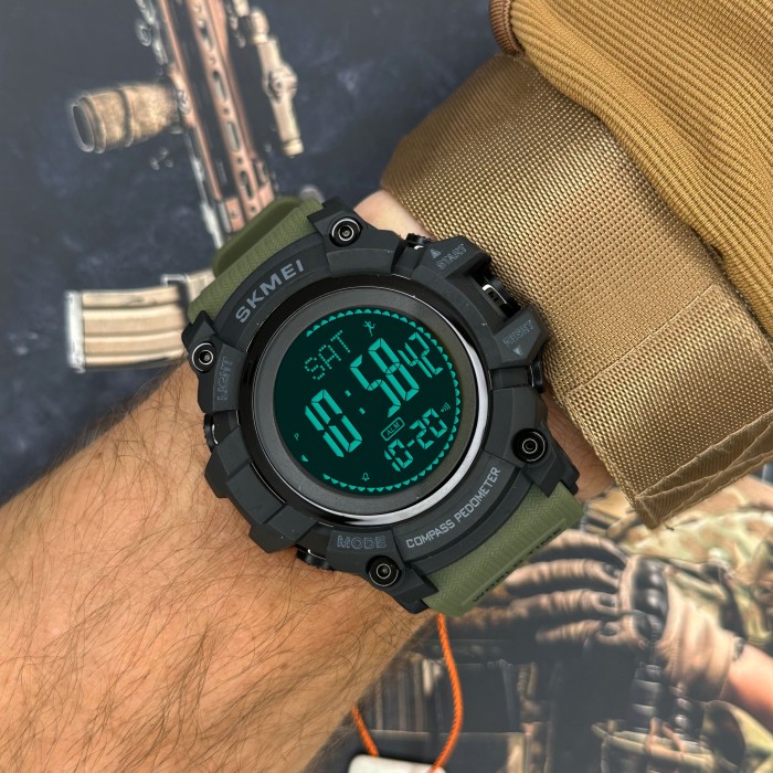 Годинник Skmei 1356AG Army Green + Compass