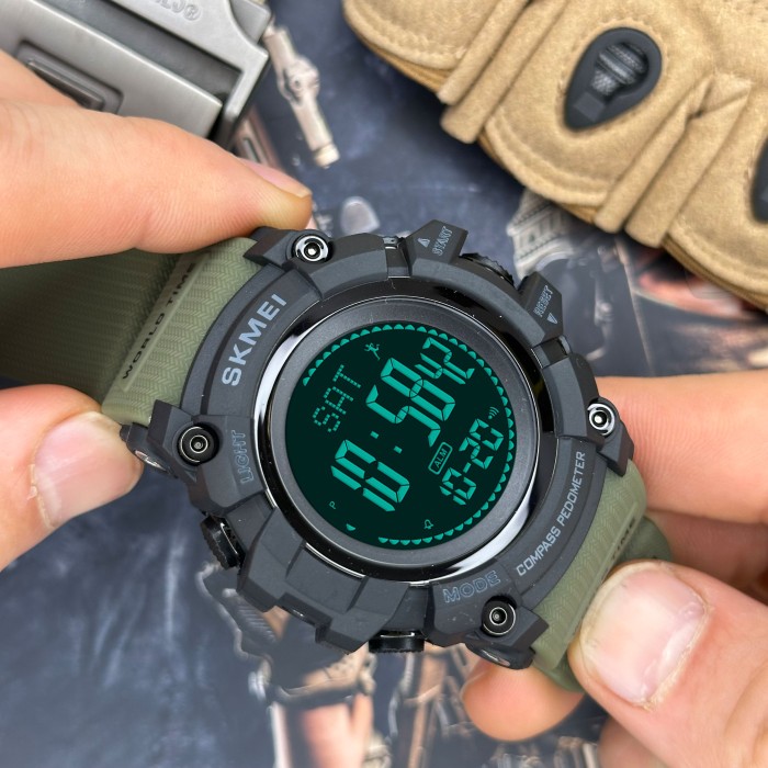 Годинник Skmei 1356AG Army Green + Compass