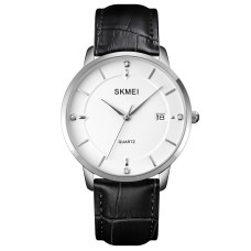 Skmei 1801LSIWT Silver-Black White Leather