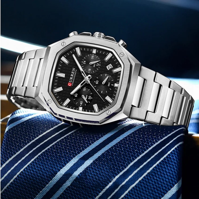 Curren 8459 Silver-Black