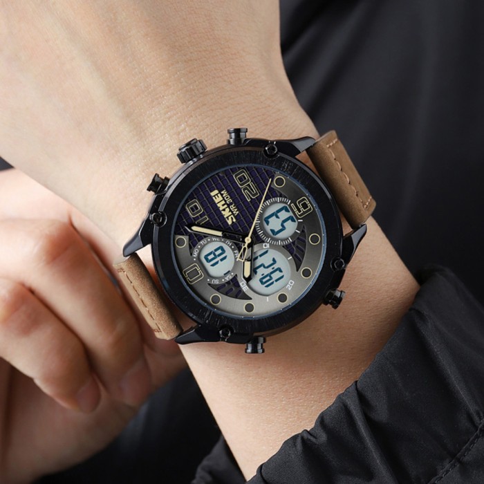 Skmei 1975LDKBNWT Dark Brown-White Leather.