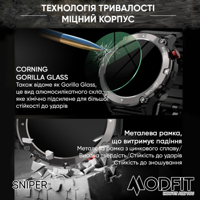 Смарт годинник Modfit Sniper All Black 36 мм