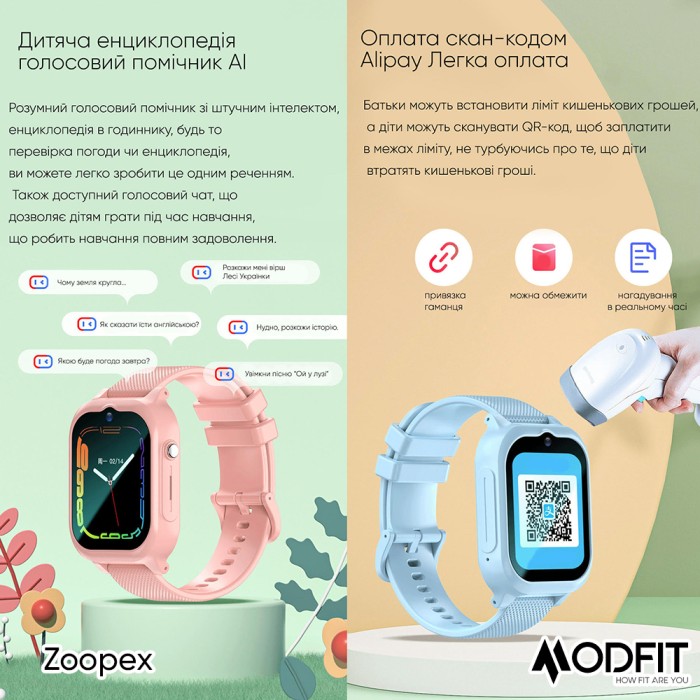 Смарт годинник Modfit Zoopex Blue для активних дітей