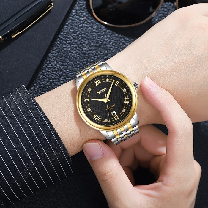 Наручний годинник Skmei 9272TGDBK-B Gold/Silver-Black для чоловіків