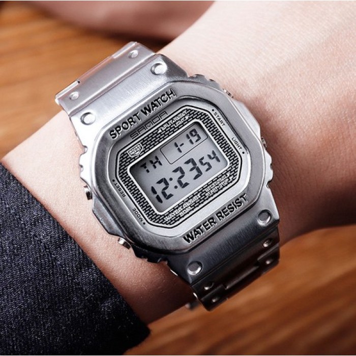 Чоловічий наручний годинник Sanda 390 All Silver