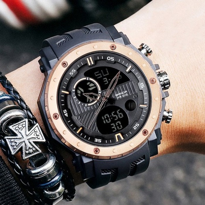 Годинник Sanda 6012 Black-Cuprum – Спортивний стиль та функціональність