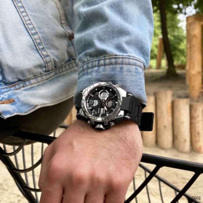 Годинник Sanda 6008 Black-Silver - Спортивний стиль для чоловіків